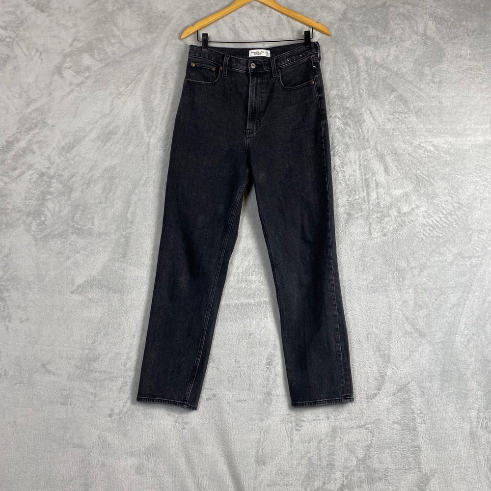 Abercrombie & Fitch Ultra High Rise Ankle Straight Jeans Washed Black 30 10XL